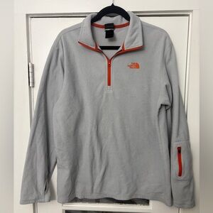 The North Face Light Gray and Red Fleece Pullover